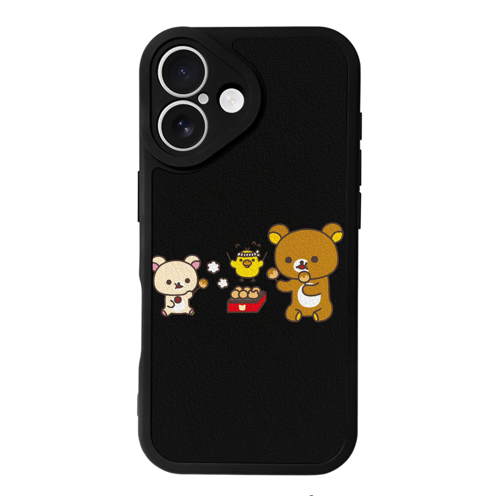 （画像用） リラックマ リラックマ キイロイトリ Rilakkuma Korilakkuma Kiiroitori 【iPhone 16シリーズ対応】シリコンスマホケース（レザー調） 材質：シリコン